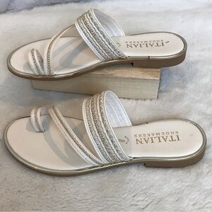 Italian Shoemakers Ivory Rhinestone Slip On Sandals size 9.5